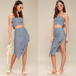 Lulus | Down By The Bay Blue and White Striped Two-Piece Dress